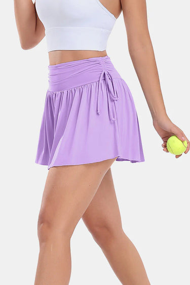 Purple High-Rise Adjustable Drawstring Active Skirt